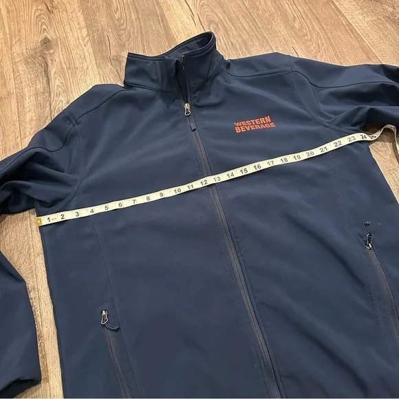 Budweiser Work Jacket Mens Size L Blue Logo American Flag Zip Fleece Lined Beer - Picture 6 of 9